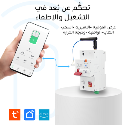 قاطع ذكي WiFi أحادي الفيز 125A بتحكم عن بُعد عبر تطبيق Tuya – مزود بوظيفة الدفع المسبق ومراقبة الاستهلاك عبر التطبيق