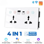 4-in-1 Smart Socket with Wi-Fi Control and Power Consumption Measurement - Compatible with Tuya and SmartLife