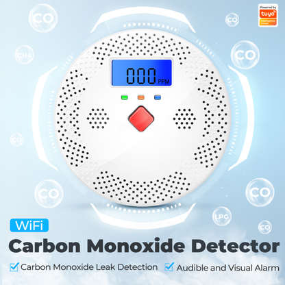 كاشف أول أكسيد الكربون (CO) الذكي بشاشة LCD وإنذار صوتي وضوئي