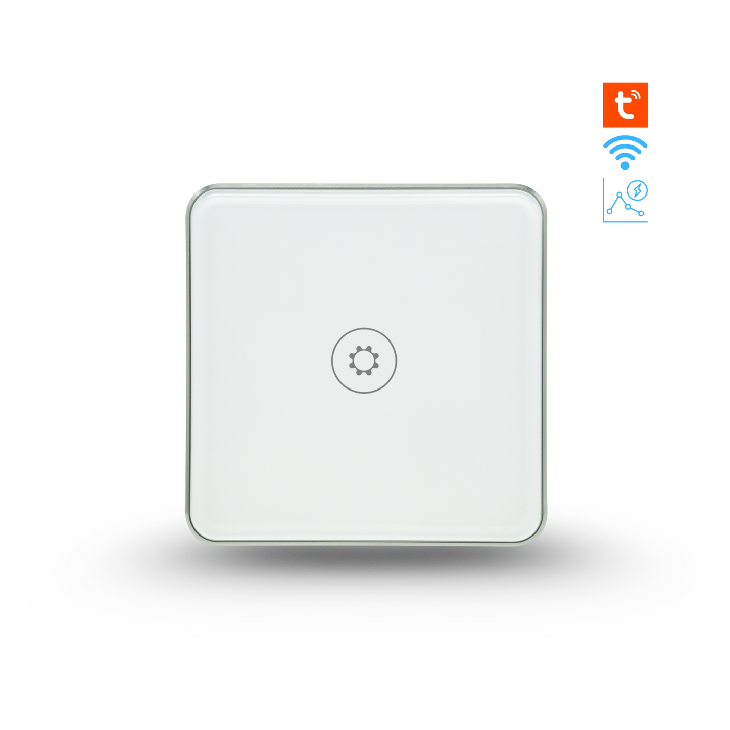 Touch-sensitive switch with power monitoring, child lock, adjustable switch lighting, and Wi-Fi enabled by Tuya 