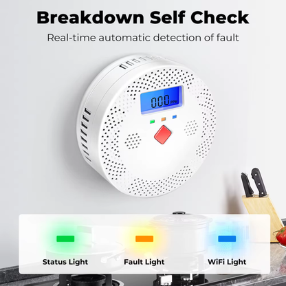 كاشف أول أكسيد الكربون (CO) الذكي بشاشة LCD وإنذار صوتي وضوئي