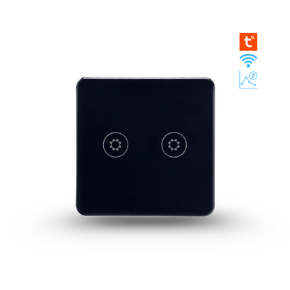 Touch-sensitive switch with power monitoring, child lock, adjustable switch lighting, and Wi-Fi enabled by Tuya 