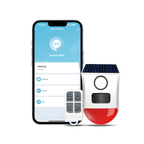 Smart outdoor motion sensor, weatherproof, battery-powered and solar-charged, Tuya Wi-Fi system 