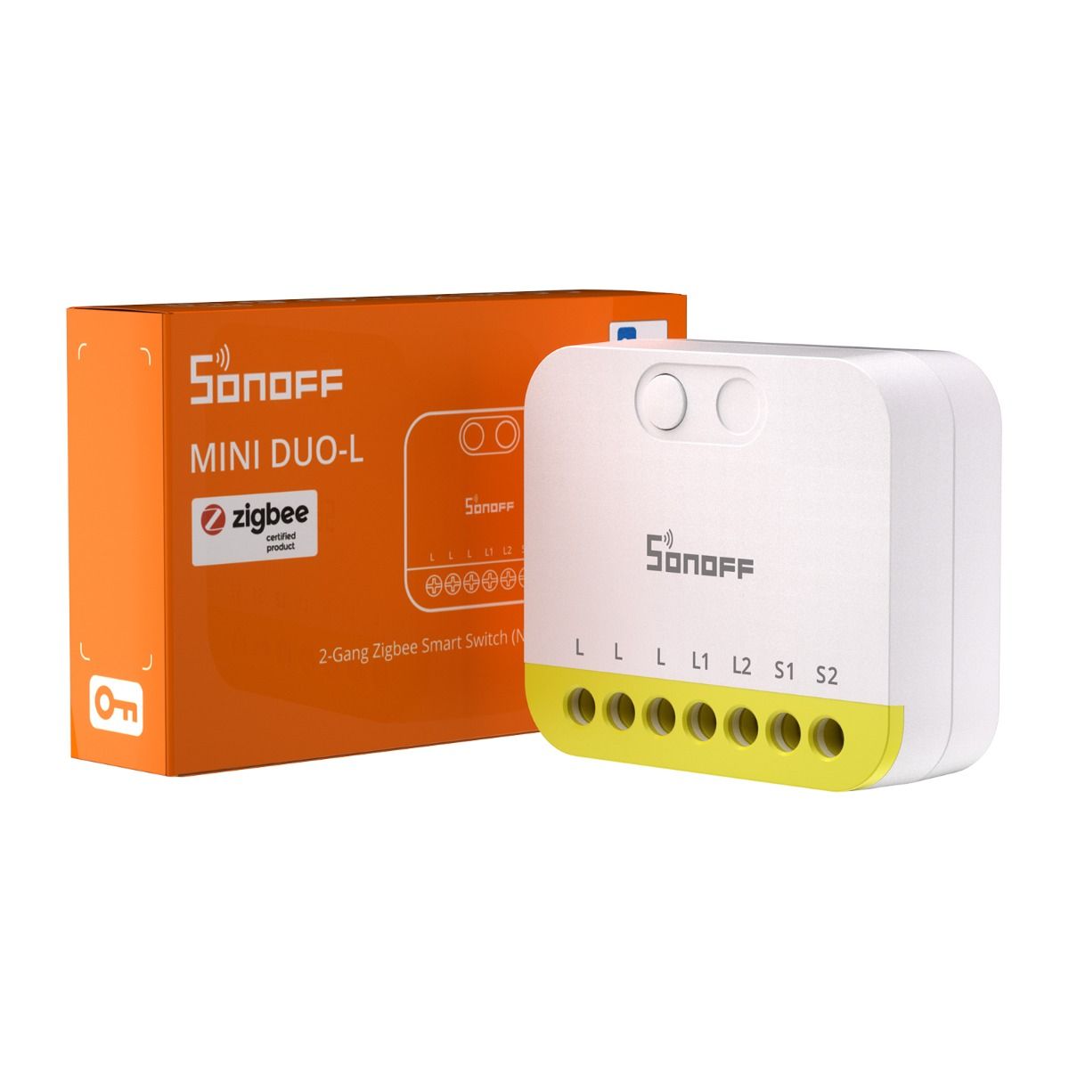 مفتاح سونوف ميني ديو ال (MINI DUO-L) الذكي ثنائي الخطوط بتقنية (Zigbee) | MINI-ZB2GS-L