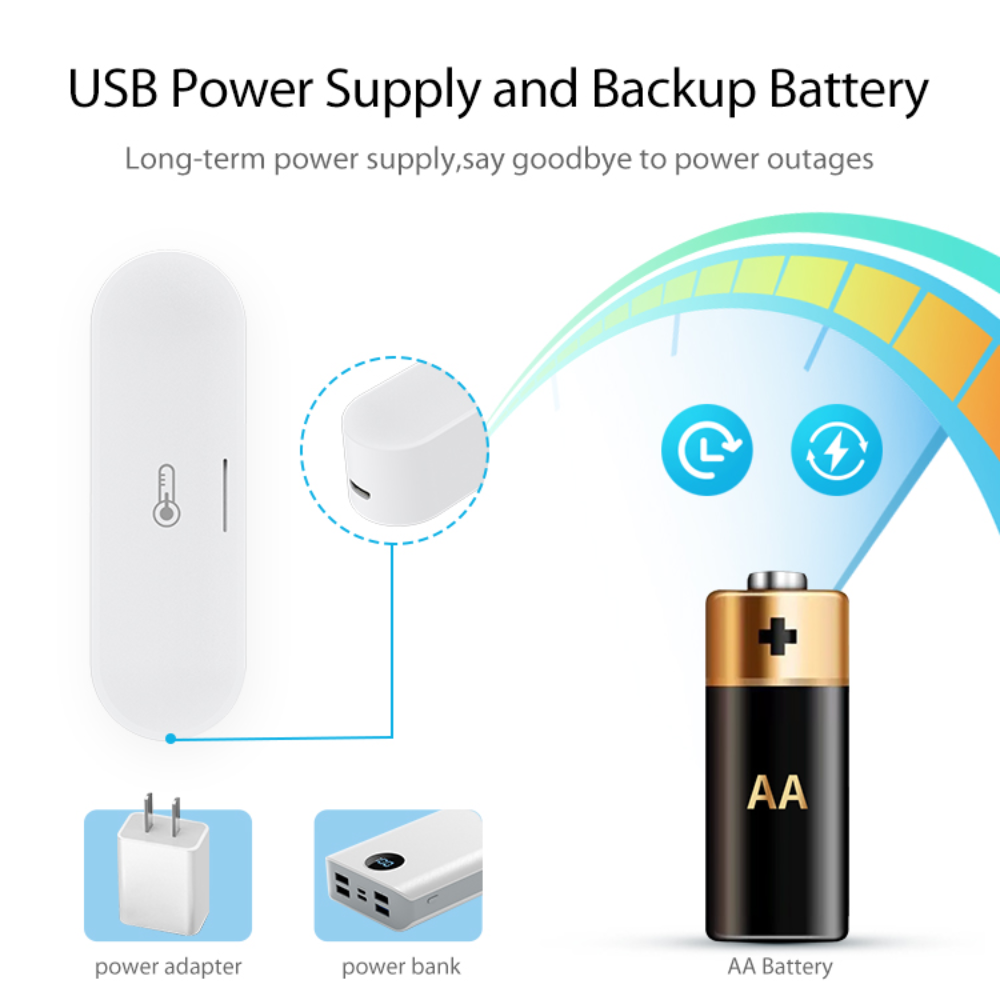 مستشعر ذكي لدرجة الحرارة والرطوبة Zigbee مع دعم Apple HomeKit – يعمل مع تطبيق Tuya