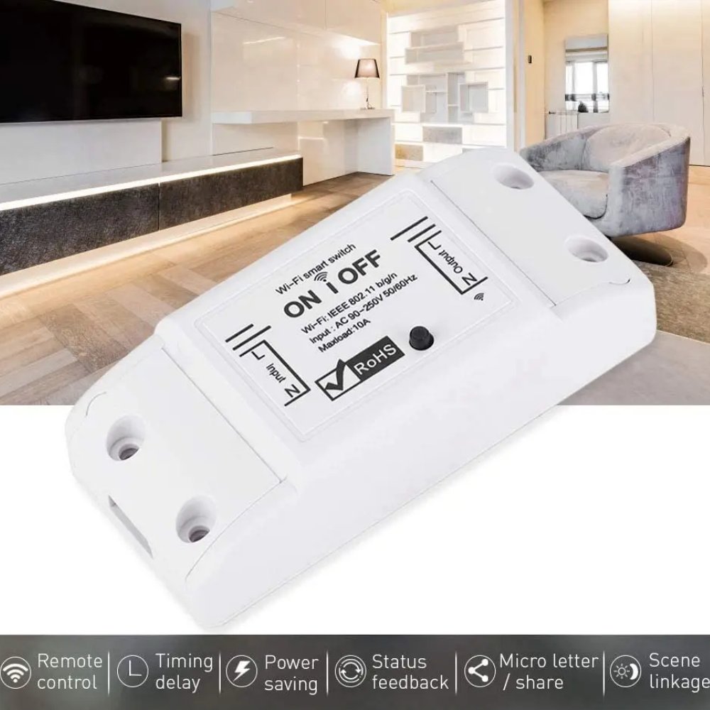 مفتاح ذكي WiFi بقدرة 10A/16A – يدعم مراقبه الطاقة تحكم عن بُعد عبر تطبيق Tuya أو Smart Life ويدعم الأوامر الصوتية