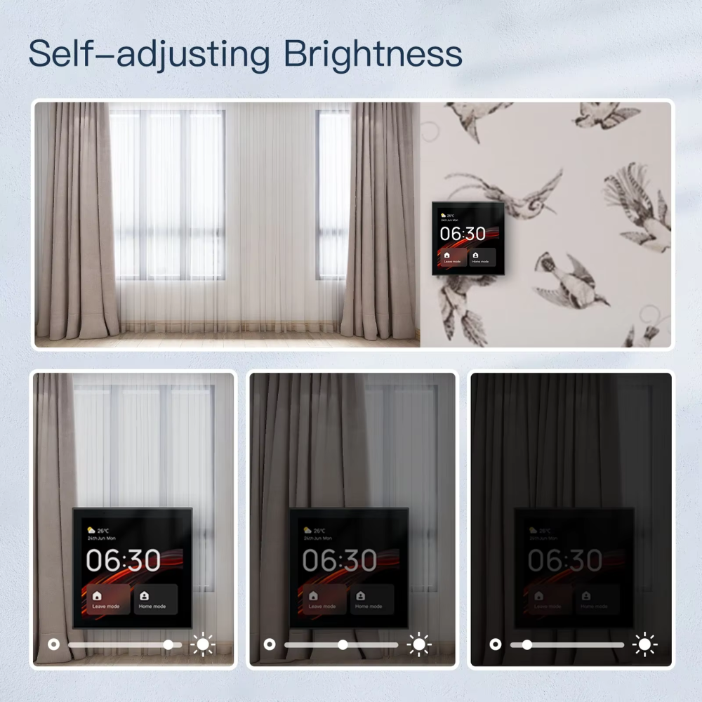Tuya Smart Home Control Center with 4-inch touchscreen, built-in Alexa, and Zigbee voice and wireless control for over 100 smart home devices. 