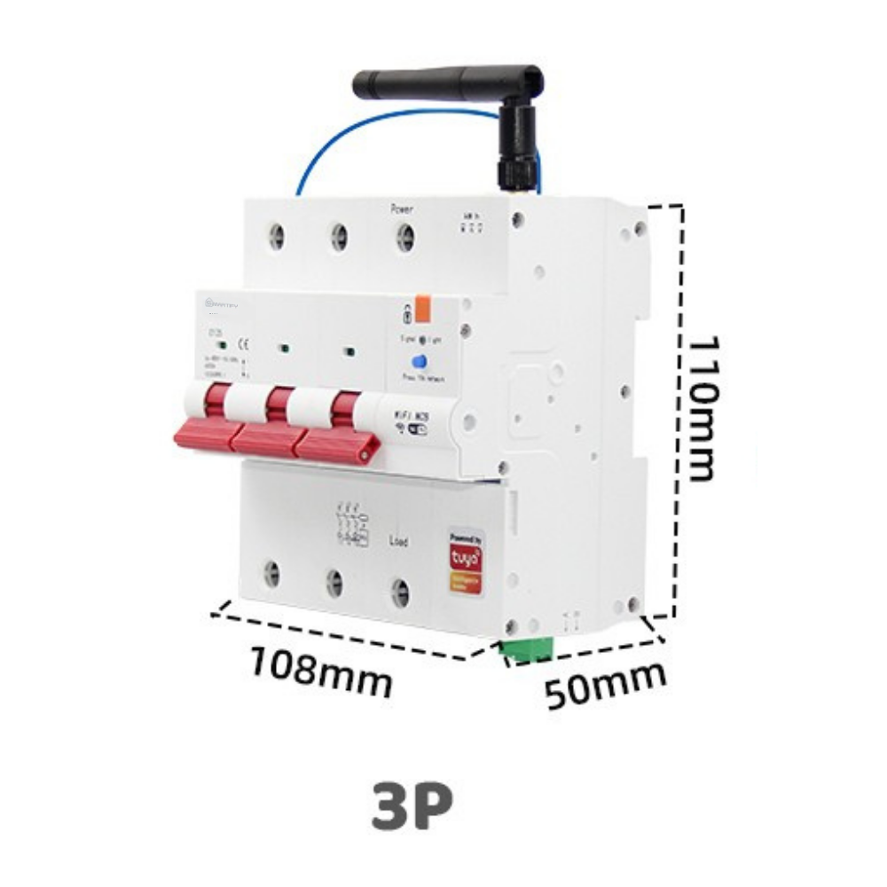Tuya 125A 3-Phase WiFi Smart Circuit Breaker with Power Metering and Remote Control