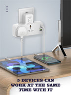 Power splitter with 2 electrical outlets and 3 USB ports with touch lighting 