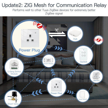 مقبس ذكي 16A  مراقبة طاقة نظام ZIGBEE- متوافق مع Tuya و Smart Life