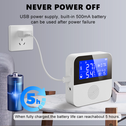 جهاز قياس درجة الحرارة والرطوبة الذكي مع مسبار خارجي + إنذار صوتي