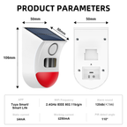 Smart outdoor motion sensor, weatherproof, battery-powered and solar-charged, Tuya Wi-Fi system 