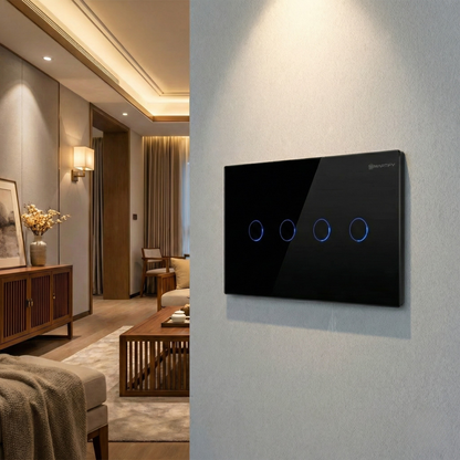 سوج ذكي لمس Wi-Fi (Tuya) — رباعي 4gang،— عرض 147 مم