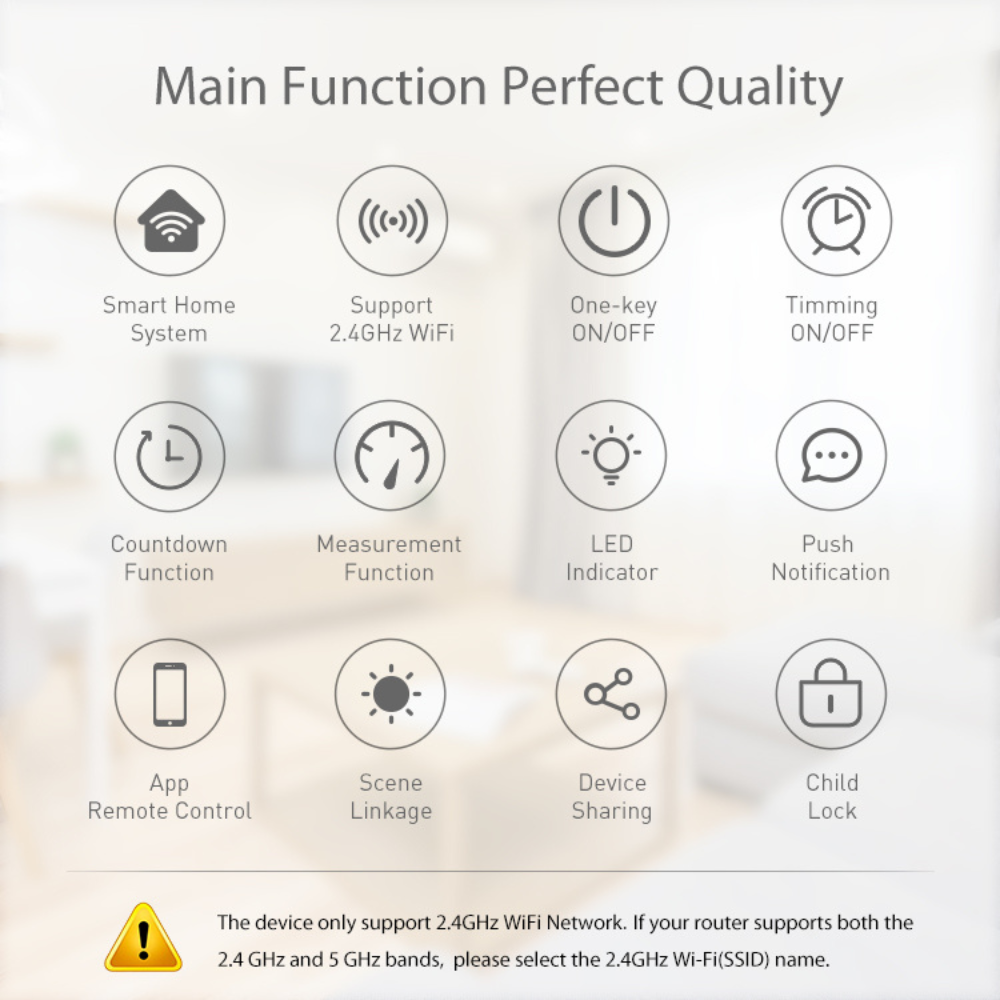 قابس زیرەکی Matter بە توانای 16 ئەمپێر – وایفای 2.4GHz لەگەڵ چاودێریکردنی وزە و کۆنتڕۆڵی دەنگی (Apple Home و Alexa و Google Assistant و SmartThings)