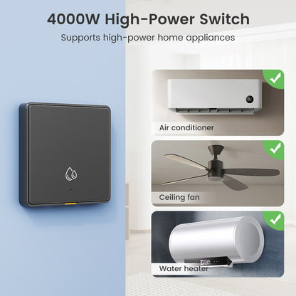 مفتاح ذكي WiFi + RF433 بقدرة 20 أمبير مع مراقبة استهلاك الطاقة وتحكم صوتي – يعمل مع Tuya