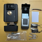 Smart exterior door lock with dual fingerprint entry (entry and exit), password and card, and Tuya Wi-Fi system. 