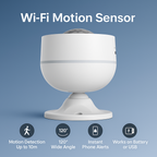 هەستەوەرێکی زیرەکی جووڵە، پلەی گەرمی و شێ (WIFI) (بە دوو پاتری CR123A یان USB) کاردەکات بە سیستەمی تویا یان سمارت لایف
