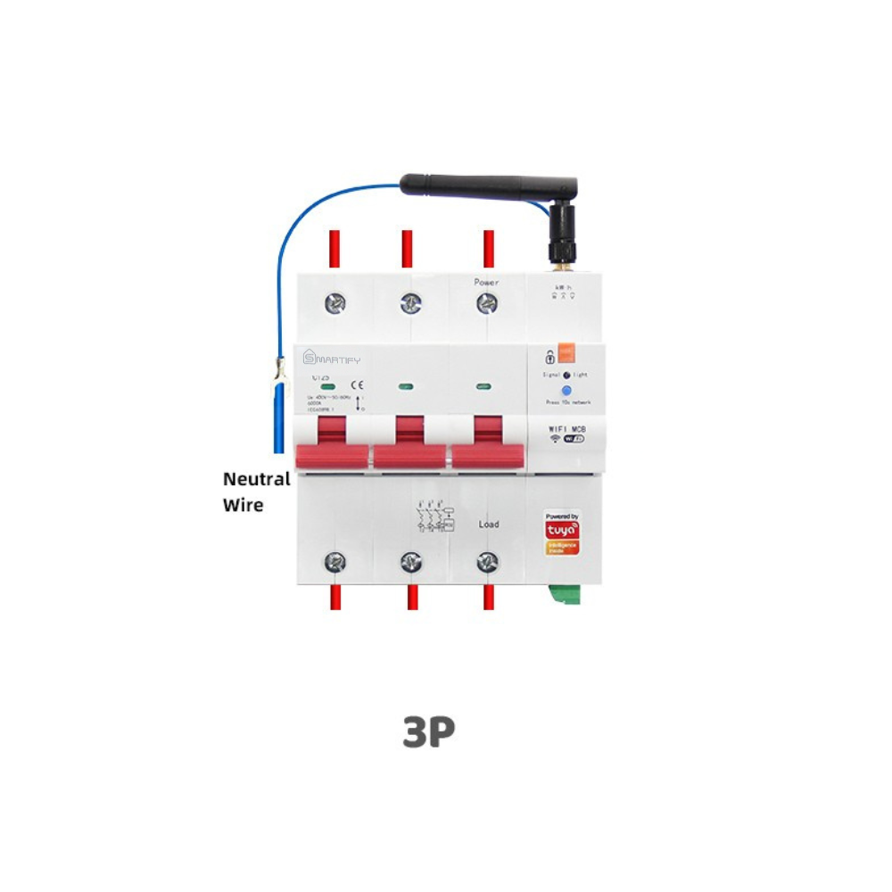 Tuya 125A 3-Phase WiFi Smart Circuit Breaker with Power Metering and Remote Control