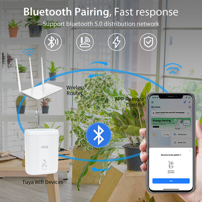 جهاز الري الذكي بالتنقيط WiFi+BLE مزود ببطارية مدمجة ودعم تطبيق Tuya – لنظام الري الآلي للنباتات حتى 10 أوعية