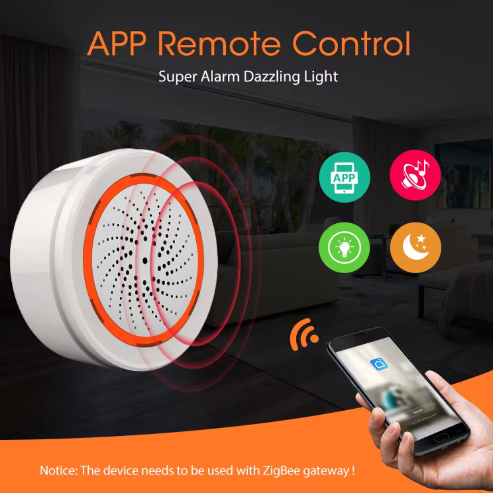 Zigbee Smart Siren with Visual and Audible Sound - Tuya Smart Life System 