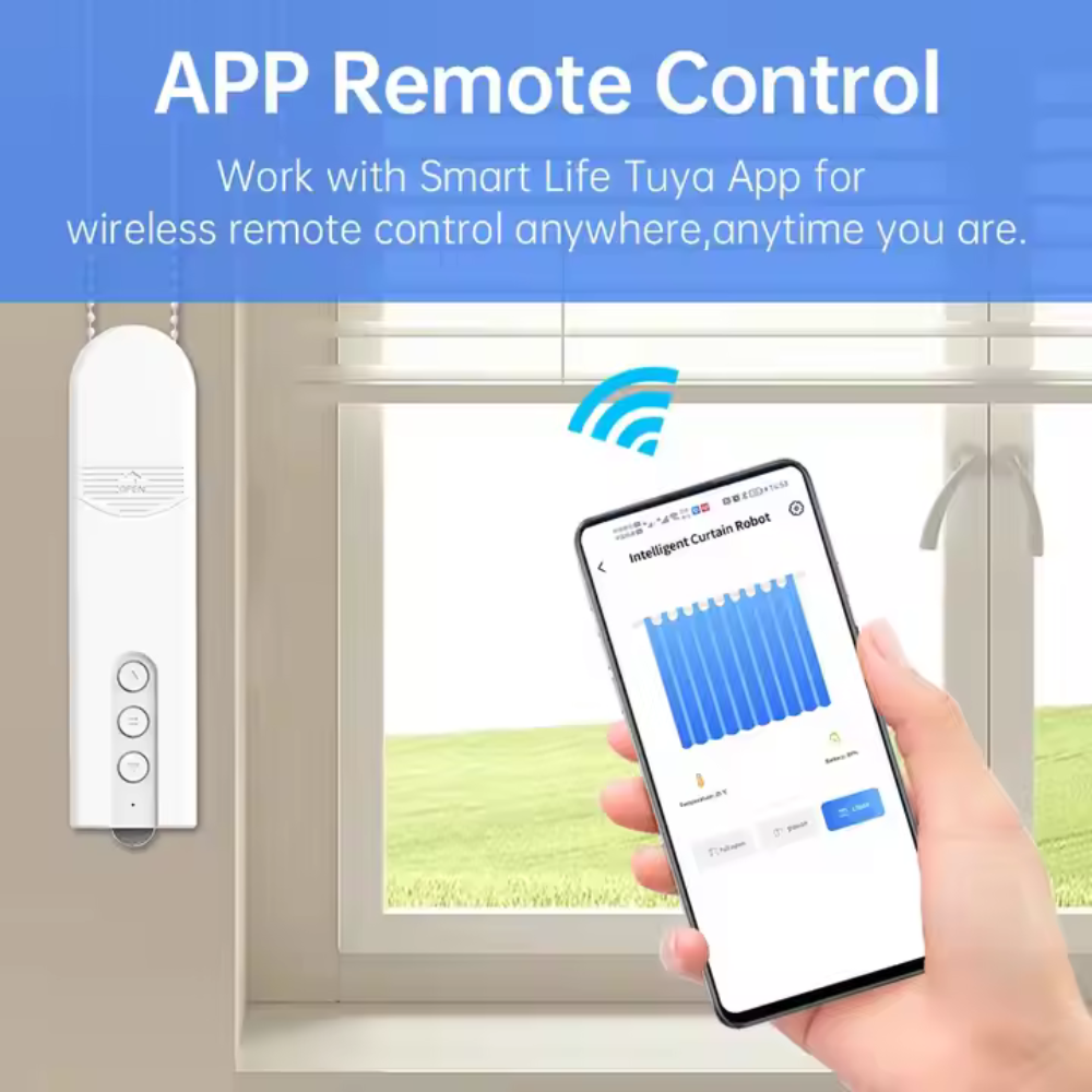 Smart motor for blinds and curtains, battery operated – voice control and Tuya app