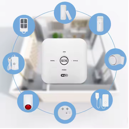 نظام إنذار ذكي للمنزل يعمل بالواي فاي ويدعم شريحة SIM – متوافق مع تطبيق Tuya Smart / Smart Life – تحكم عن بُعد وصوتي