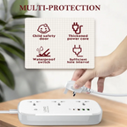 Smart Wi-Fi electric car with 3 power outlets and 4 USB ports for fast charging, Tuya app.