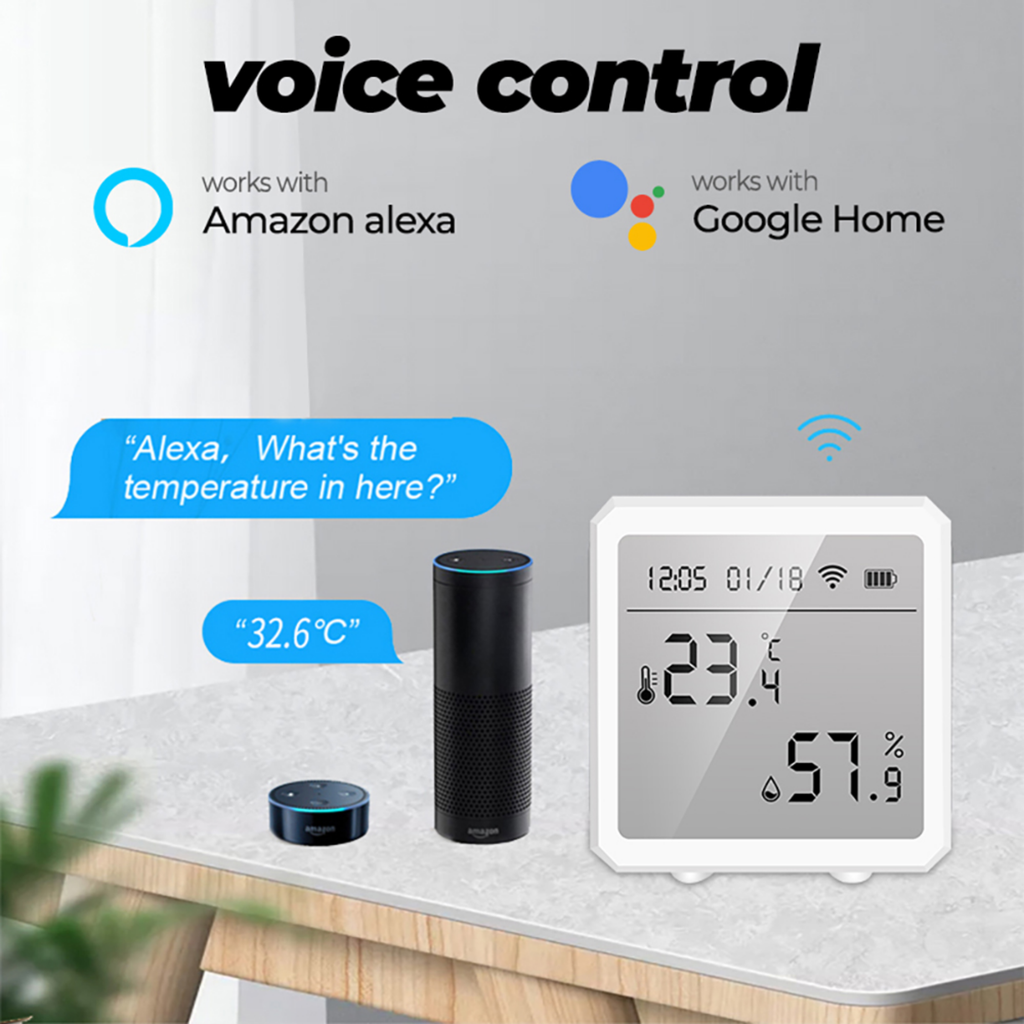 Smart ZigBee 3.0 Indoor Temperature and Humidity Sensor with LCD Screen + Alerts + Automation (Tuya)