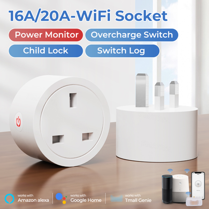 Smart Plug, Power Monitoring Support, Tuya Wi-Fi System - Smart Life 