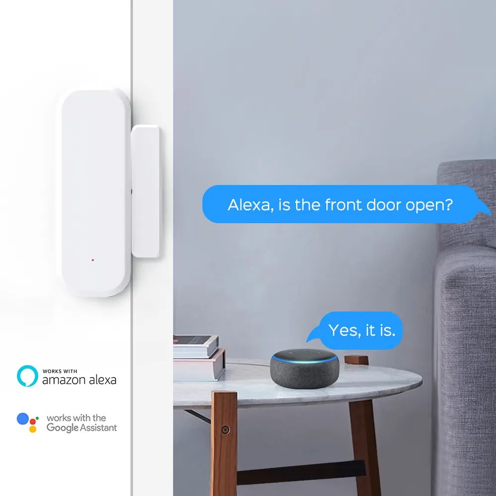 متحسس فتح/إغلاق الأبواب الذكي WiFi – يدعم Alexa وGoogle Home – يعمل مع تطبيق Tuya Smart