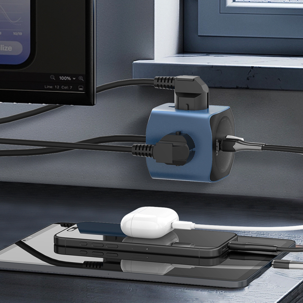 6-in-1 multi-socket with fast charging, advanced protection, and a 2-meter power cord.