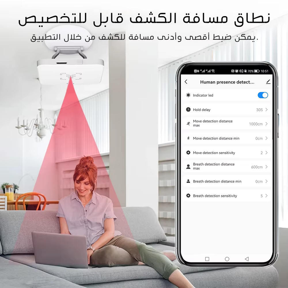 Tuya Smart Human Presence Sensor, Wi-Fi Type-C Port 