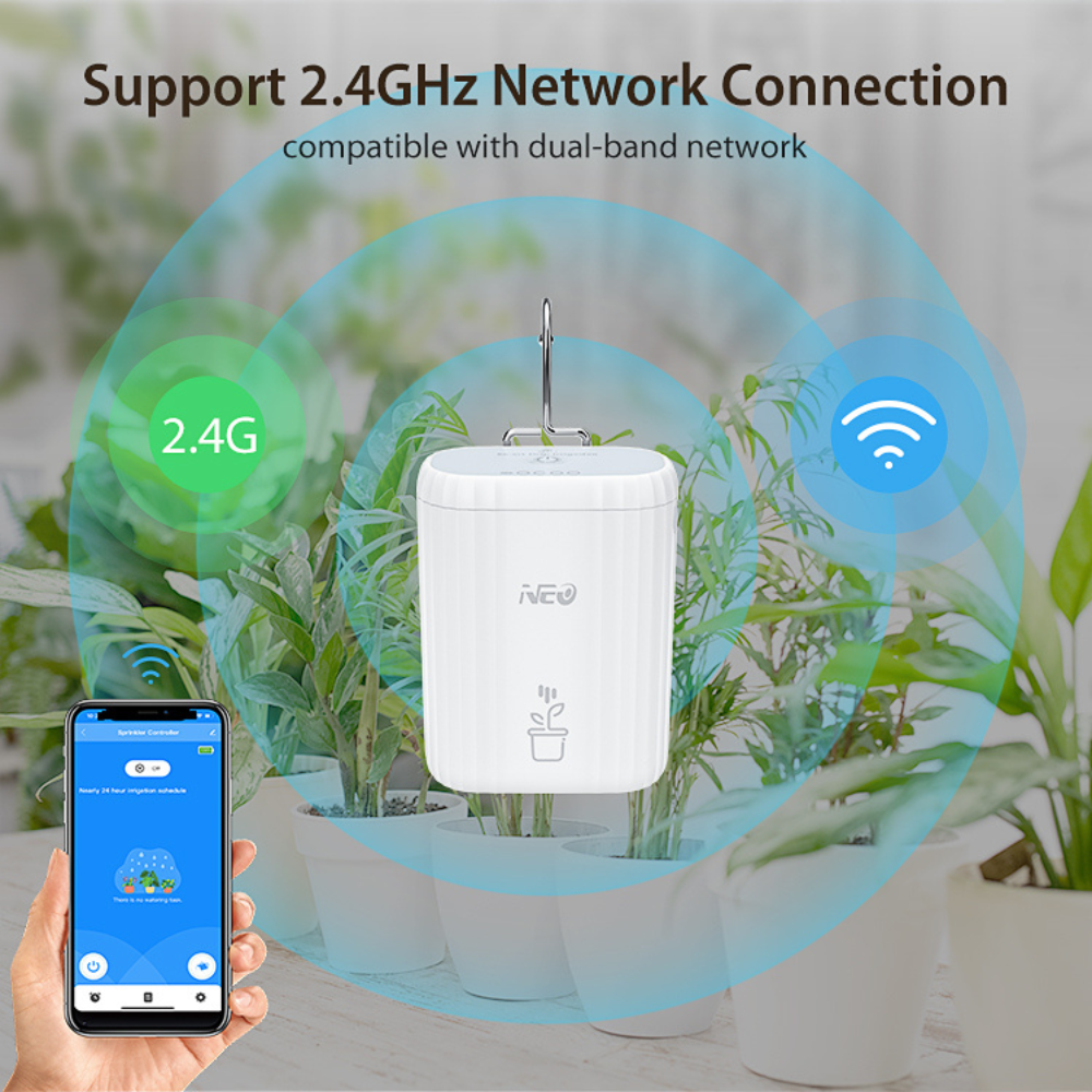 ئامێری ئاودێری دڵۆپاندنی زیرەکی WiFi+BLE بە پاتریی ناوەکی و پشتگیریی ئەپی Tuya – بۆ سیستەمی ئاودێریی خۆکاری ڕووەکەکان تا 10 گۆزە