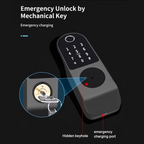 Smart exterior door lock with dual fingerprint entry (entry and exit), password and card, and Tuya Wi-Fi system. 