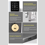 Smart exterior door lock with dual fingerprint entry (entry and exit), password and card, and Tuya Wi-Fi system. 
