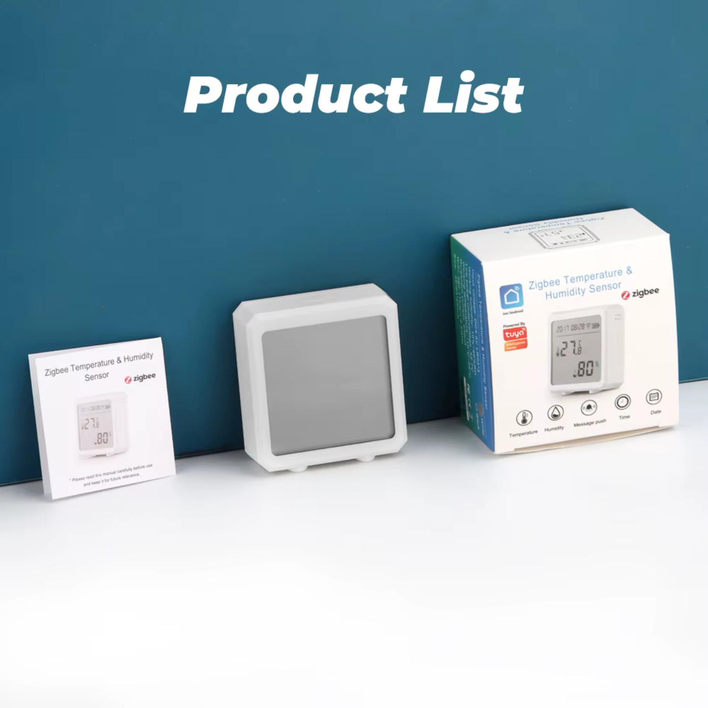 حساس حرارة ورطوبة داخلي ذكي ZigBee 3.0 مع شاشة LCD + تنبيهات + أتمتة (Tuya)