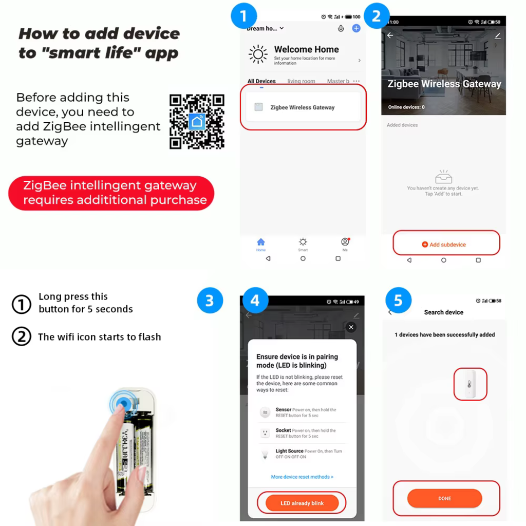 Smart temperature and humidity sensor Zigbee system Tuya app