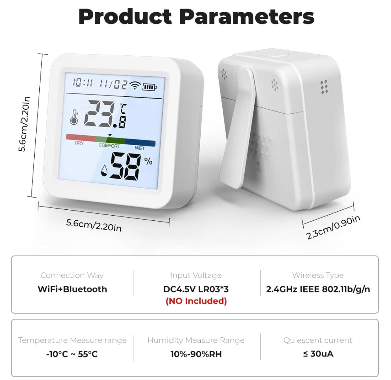 مستشعر درجة الحرارة والرطوبة الذكي WiFi من Tuya - يدعم Alexa وGoogle Home