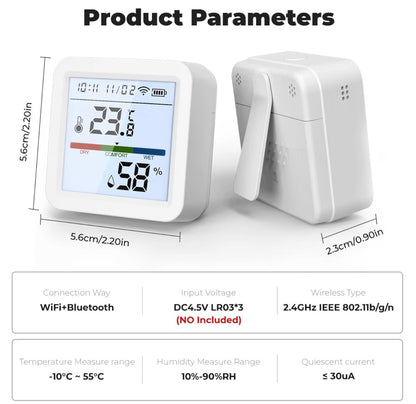 مستشعر درجة الحرارة والرطوبة الذكي WiFi من Tuya - يدعم Alexa وGoogle Home