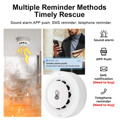 Zigbee Smart Fire Detector – Smoke + Heat + Humidity Sensor (3-in-1) – 80dB Alarm – Controlled via Tuya/Smart Life App 