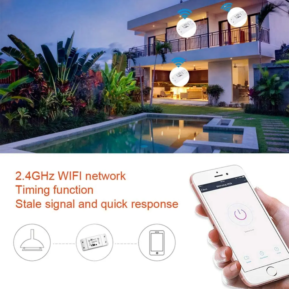 مفتاح ذكي WiFi بقدرة 10A/16A – يدعم مراقبه الطاقة تحكم عن بُعد عبر تطبيق Tuya أو Smart Life ويدعم الأوامر الصوتية