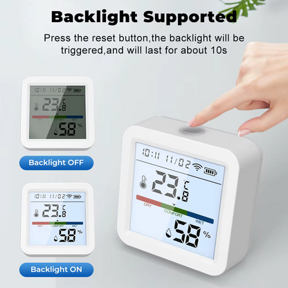 مستشعر درجة الحرارة والرطوبة الذكي ZigBee مع شاشة LCD بإضاءة خلفية – يعمل مع Tuya / Smart Life ويدعم Alexa وGoogle Home