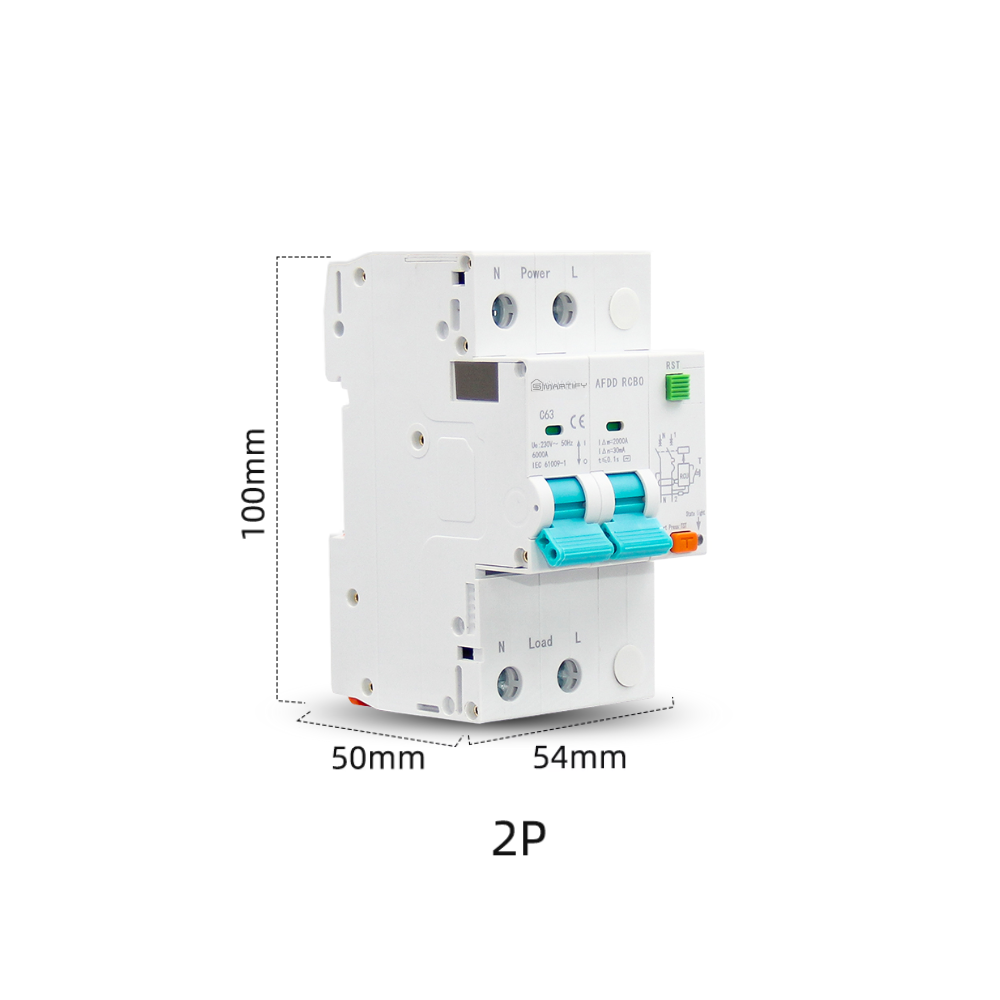 RCBO + AFDD Bi-Pole Universal Circuit Breaker - Protection against Arc, Leakage and Overcurrent