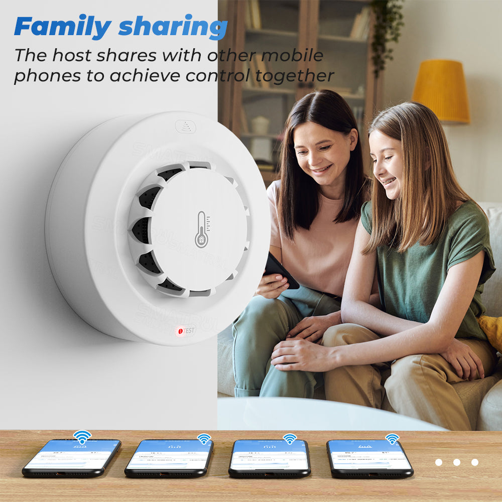 Smart smoke detector with temperature and humidity sensor - Wi-Fi + Bluetooth 