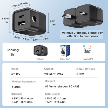 ادابتر ذكي وايفاي (مدخل USB-C مخرج USB-C-USB ) – تحكم عن بُعد عبر تطبيق تويا