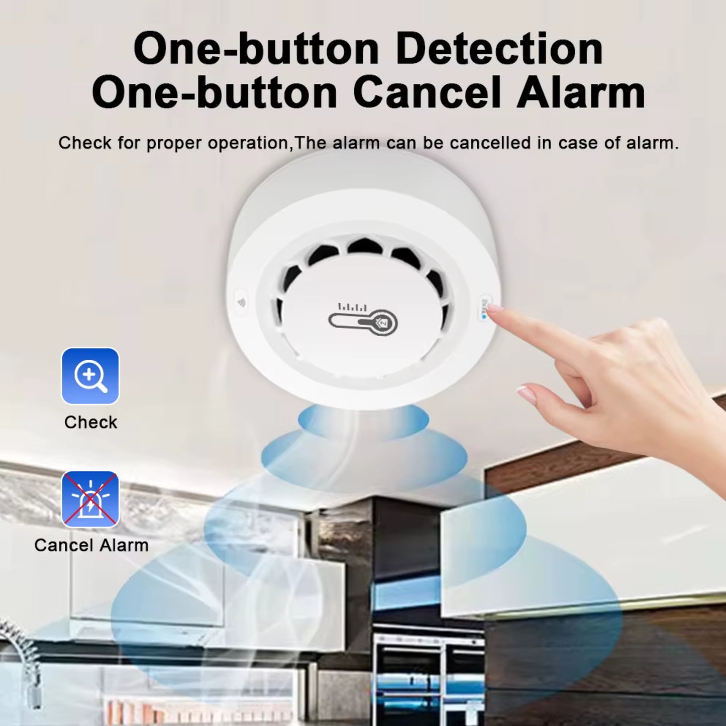 Zigbee Smart Fire Detector – Smoke + Heat + Humidity Sensor (3-in-1) – 80dB Alarm – Controlled via Tuya/Smart Life App 