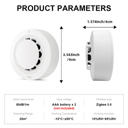 Zigbee Smart Fire Detector – Smoke + Heat + Humidity Sensor (3-in-1) – 80dB Alarm – Controlled via Tuya/Smart Life App 