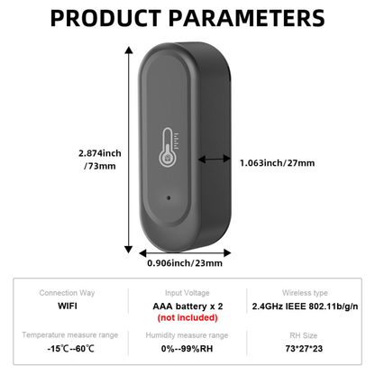 مستشعر حرارة ورطوبة Tuya Wi-Fi IP65 للاستخدام الخارجي والداخلي