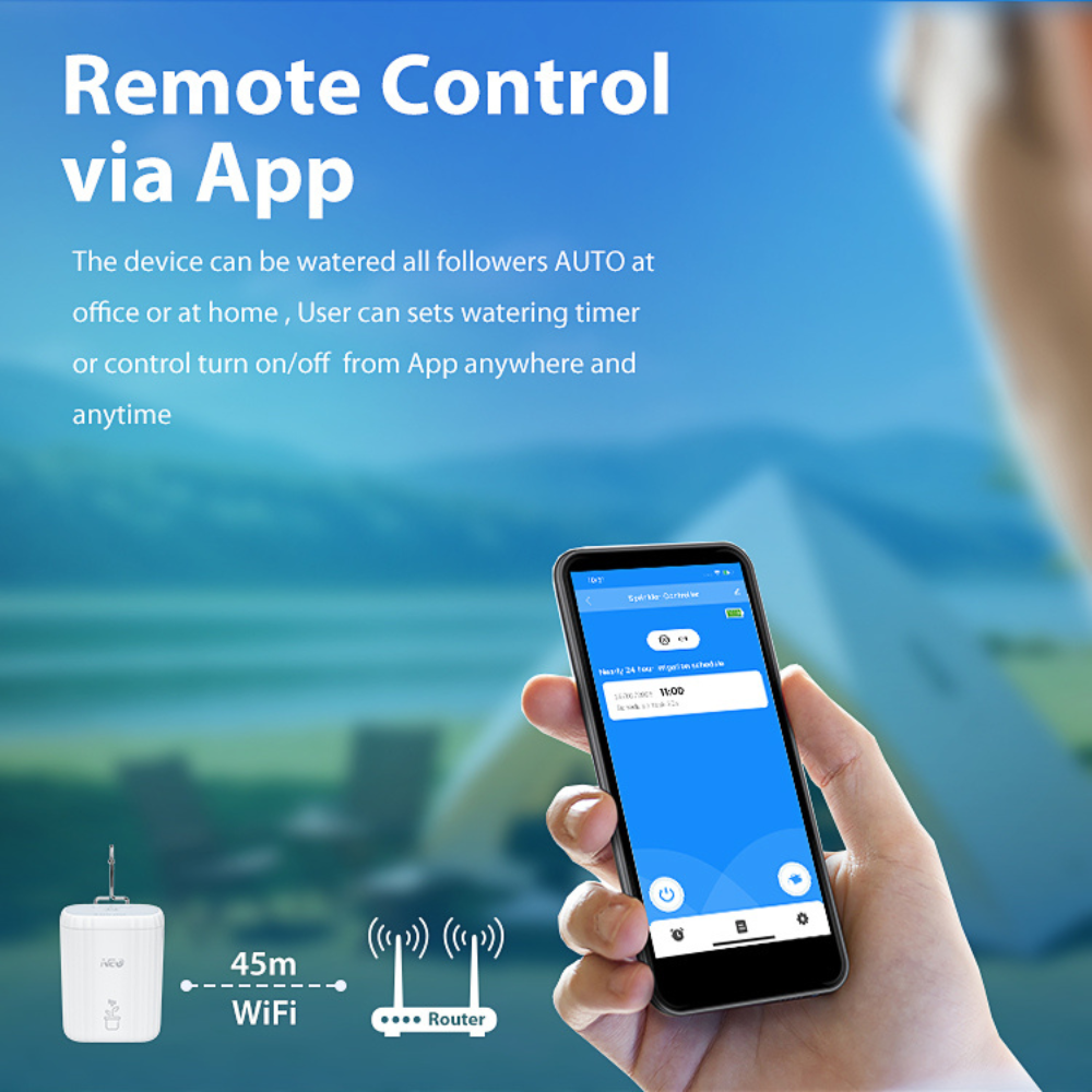جهاز الري الذكي بالتنقيط WiFi+BLE مزود ببطارية مدمجة ودعم تطبيق Tuya – لنظام الري الآلي للنباتات حتى 10 أوعية