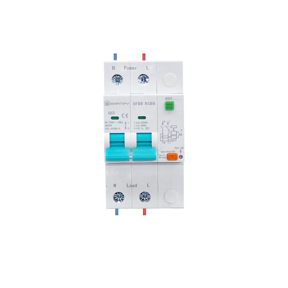 RCBO + AFDD Bi-Pole Universal Circuit Breaker - Protection against Arc, Leakage and Overcurrent